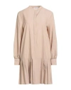 Fabiana Filippi Woman Mini Dress Beige Size 6 Virgin Wool, Cotton, Ecobrass In Pink