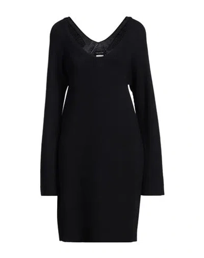 Fabiana Filippi Woman Mini Dress Black Size 12 Virgin Wool, Cotton