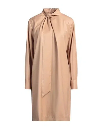 Fabiana Filippi Woman Mini Dress Camel Size 4 Merino Wool, Polyamide, Elastane In Beige