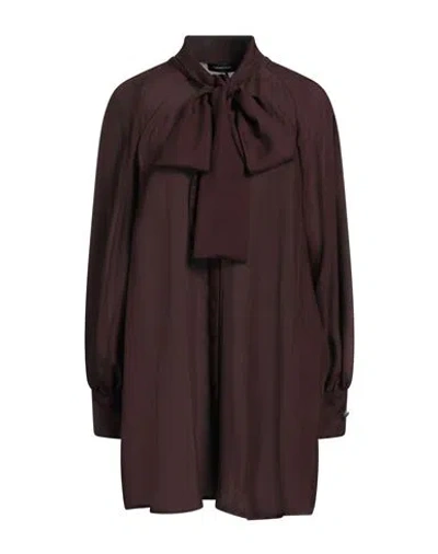 Fabiana Filippi Woman Mini Dress Cocoa Size 12 Silk In Brown