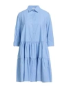 Fabiana Filippi Woman Mini Dress Light Blue Size 4 Cotton, Ecobrass