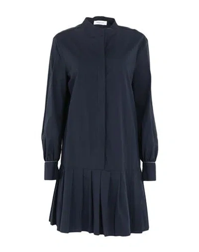 Fabiana Filippi Woman Mini Dress Navy Size 6 Virgin Wool, Cotton, Nickel In Navy Blue