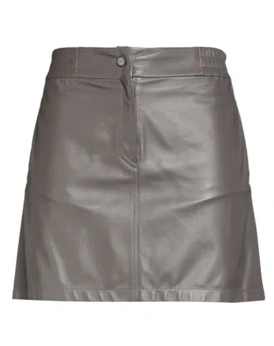 Fabiana Filippi Woman Mini Skirt Charcoal Size 4 Leather In Brown