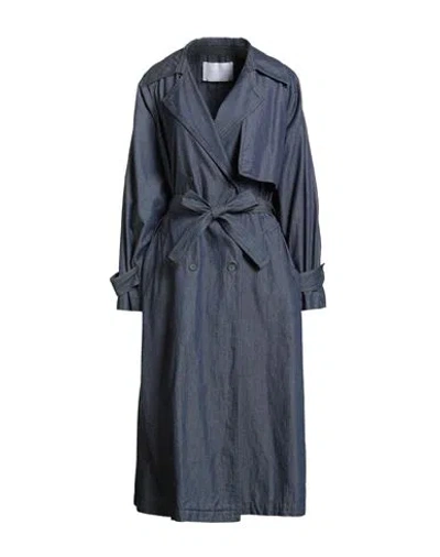 Fabiana Filippi Woman Overcoat & Trench Coat Blue Size 10 Cotton
