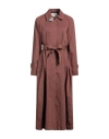 Fabiana Filippi Woman Overcoat & Trench Coat Chocolate Brown Size 4 Cotton, Elastane In Brown