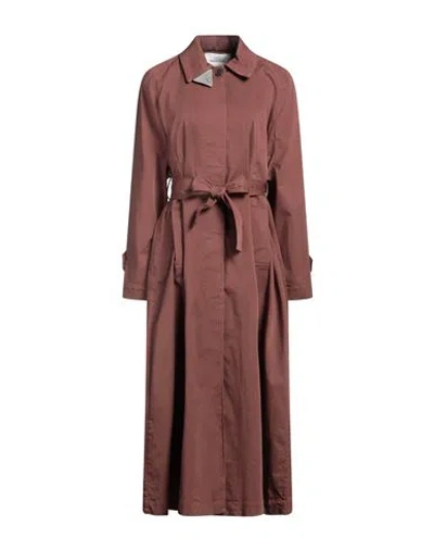Fabiana Filippi Woman Overcoat & Trench Coat Chocolate Brown Size 4 Cotton, Elastane