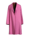 Fabiana Filippi Woman Overcoat & Trench Coat Fuchsia Size 12 Merino Wool, Silk, Polyamide, Ecobrass In Pink