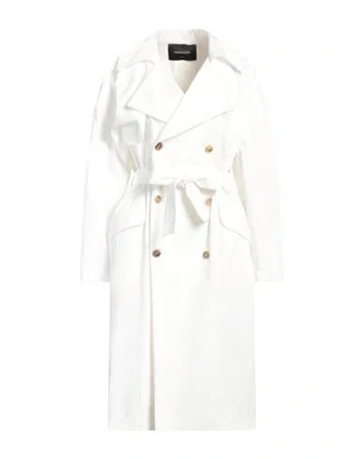 Fabiana Filippi Woman Overcoat & Trench Coat White Size 14 Cotton In Gray