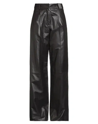 Fabiana Filippi Woman Pants Black Size 8 Leather, Ecobrass