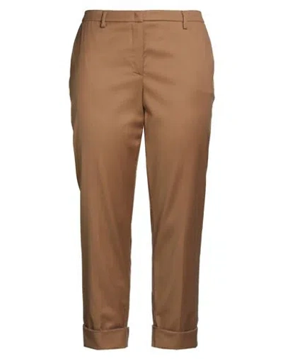Fabiana Filippi Woman Pants Camel Size 12 Virgin Wool, Polyamide, Elastane, Brass In Brown