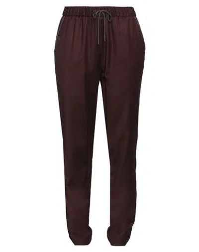 Fabiana Filippi Woman Pants Chocolate Brown Size 10 Virgin Wool, Polyamide, Elastane, Brass In Brown
