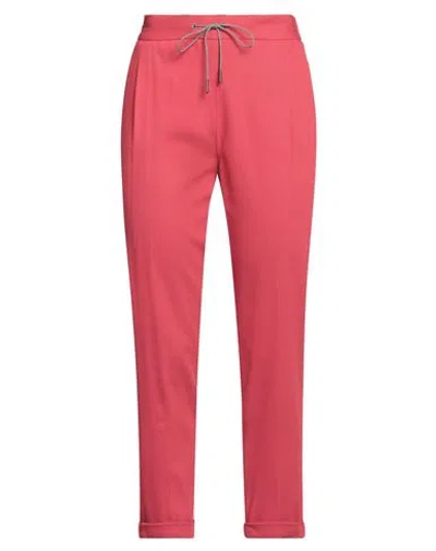 Fabiana Filippi Woman Pants Coral Size 14 Viscose, Lyocell, Virgin Wool, Elastane, Ecobrass In Red