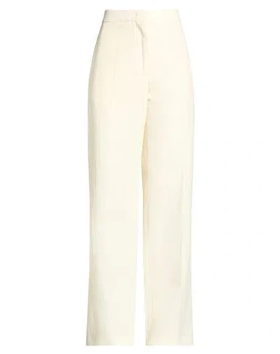 Fabiana Filippi Woman Pants Cream Size 6 Virgin Wool, Linen, Viscose In Neutral