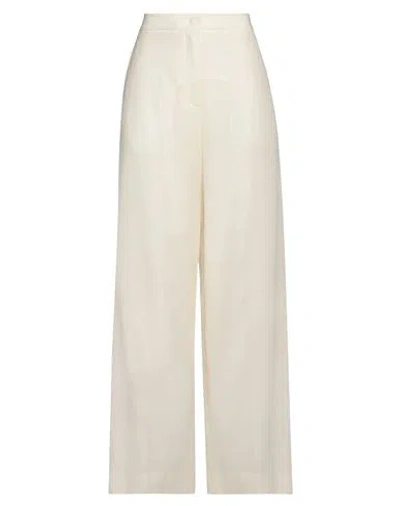 Fabiana Filippi Woman Pants Ivory Size 12 Virgin Wool, Silk In White