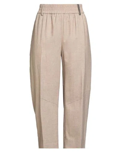 Fabiana Filippi Woman Pants Sand Size 10 Virgin Wool, Cashmere, Polyamide, Polyester, Elastane In Neutral