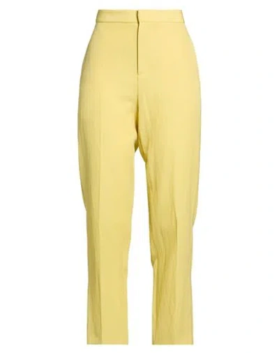 Fabiana Filippi Woman Pants Yellow Size 6 Virgin Wool, Linen, Viscose, Ecobrass