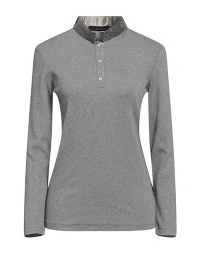 Fabiana Filippi Woman Polo Shirt Light Grey Size 14 Cotton, Elastane, Silk