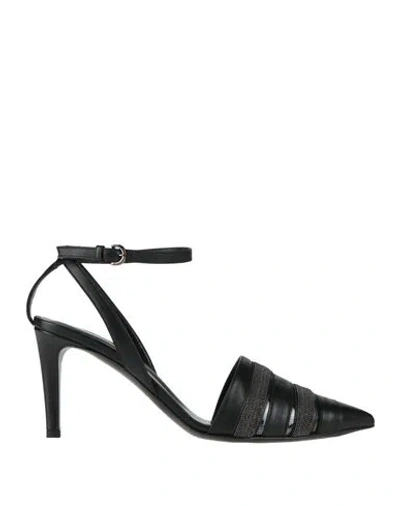 Fabiana Filippi Woman Pumps Black Size 11 Leather In Multi