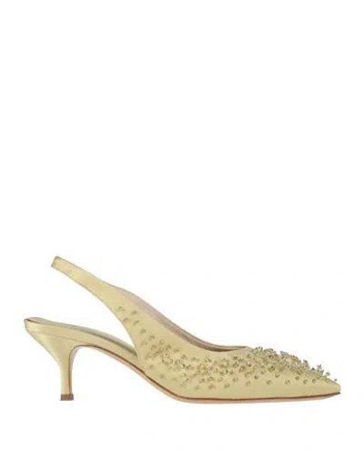Fabiana Filippi Woman Pumps Light Green Size 8 Polyester In Gold