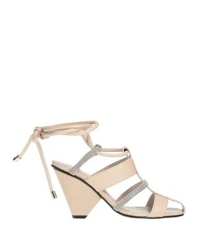 Fabiana Filippi Woman Sandals Beige Size 8 Leather