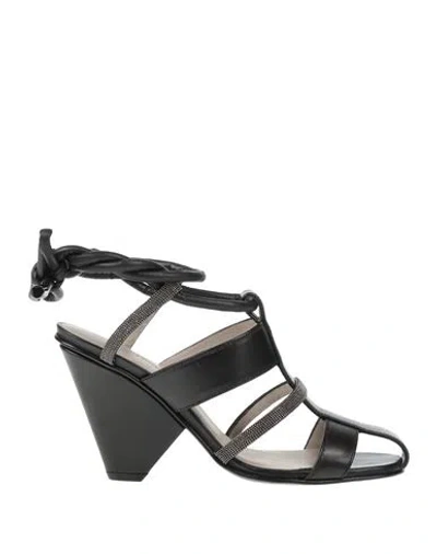Fabiana Filippi Woman Sandals Black Size 8 Leather
