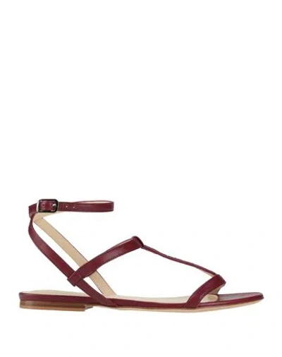 Fabiana Filippi Woman Sandals Burgundy Size 7 Leather In Brown
