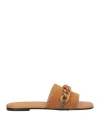 Fabiana Filippi Woman Sandals Camel Size 7.5 Leather In Beige