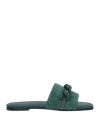 Fabiana Filippi Woman Sandals Dark Green Size 10 Leather In Green