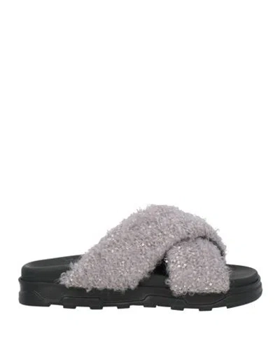 Fabiana Filippi Woman Sandals Grey Size 7 Merino Wool, Polyamide, Polyester In Gray