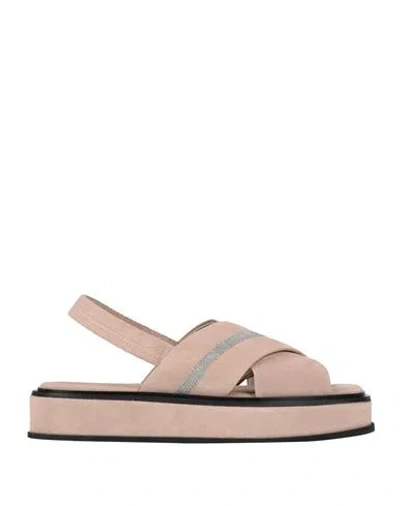 Fabiana Filippi Woman Sandals Light Brown Size 10.5 Leather In Beige