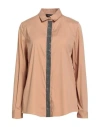 Fabiana Filippi Woman Shirt Camel Size 4 Cotton, Polyamide, Elastane, Ecobrass In Neutral