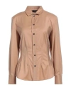 Fabiana Filippi Woman Shirt Camel Size 4 Virgin Wool, Polyamide, Elastane, Ecobrass In Beige