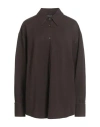 Fabiana Filippi Woman Shirt Dark Brown Size 14 Viscose, Polyamide, Elastane
