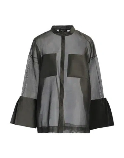 Fabiana Filippi Woman Shirt Military Green Size 14 Silk, Cotton