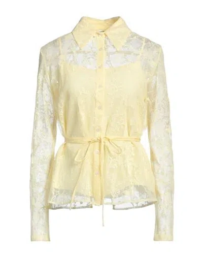 Fabiana Filippi Woman Shirt Pastel Yellow Size 4 Cotton, Polyamide, Cupro, Silk