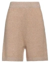 Fabiana Filippi Woman Shorts & Bermuda Shorts Camel Size 4 Virgin Wool, Silk, Cashmere, Synthetic Fi In Beige