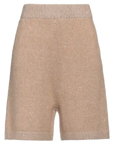 Fabiana Filippi Woman Shorts & Bermuda Shorts Camel Size 4 Virgin Wool, Silk, Cashmere, Synthetic Fi In Beige