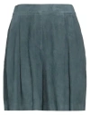 Fabiana Filippi Woman Shorts & Bermuda Shorts Deep Teal Size 4 Leather In Green
