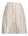 Fabiana Filippi Woman Shorts & Bermuda Shorts Light Grey Size 6 Cotton, Metallic Fiber, Polyester In Grey