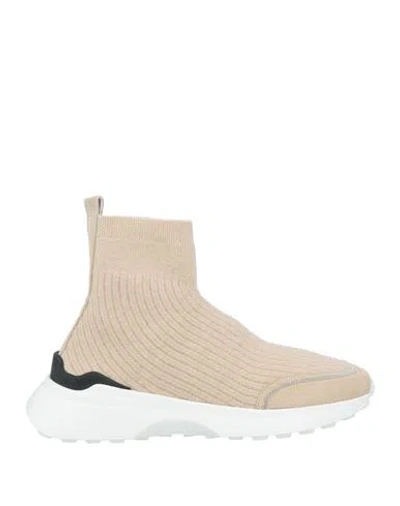 Fabiana Filippi Woman Sneakers Beige Size 8 Textile Fibers, Leather In Sand