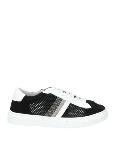 Fabiana Filippi Woman Sneakers Black Size 7.5 Leather, Textile Fibers