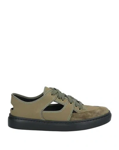 Fabiana Filippi Woman Sneakers Military Green Size 8 Textile Fibers, Leather