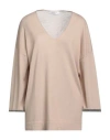 Fabiana Filippi Woman Sweater Beige Size 10 Virgin Wool, Cotton, Cashmere, Ecobrass