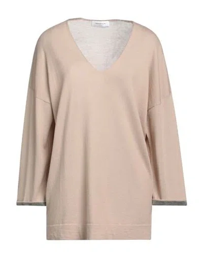 Fabiana Filippi Woman Sweater Beige Size 10 Virgin Wool, Cotton, Cashmere, Ecobrass