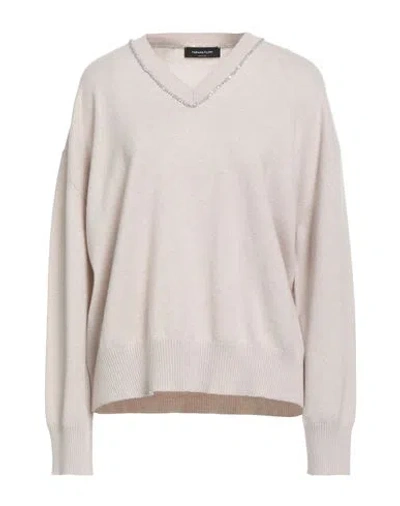 Fabiana Filippi Woman Sweater Beige Size L Virgin Wool, Silk, Cashmere, Polyamide, Polyester In Sand