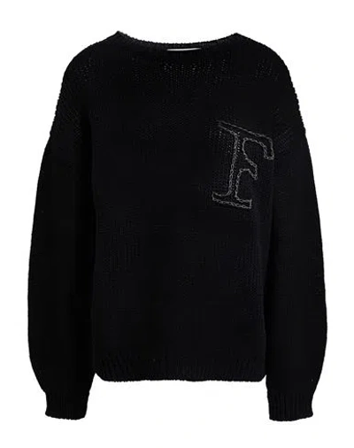 Fabiana Filippi Woman Sweater Black Size 10 Cotton, Ecobrass