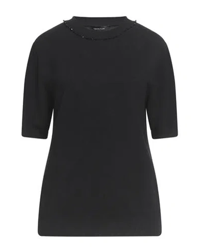 Fabiana Filippi Woman Sweater Black Size 10 Virgin Wool, Silk, Cashmere, Glass, Nylon