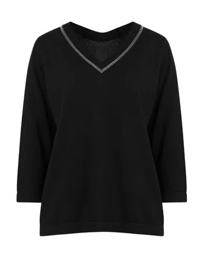 Fabiana Filippi Woman Sweater Black Size 8 Pure Virgin Wool Iws, Silk, Cashmere