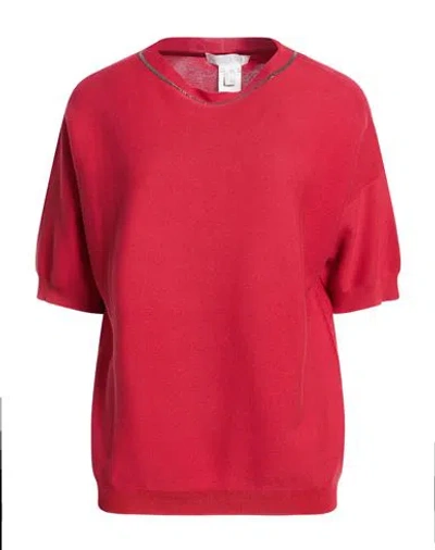Fabiana Filippi Woman Sweater Brick Size 10 Cotton, Ecobrass In Red