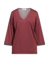 Fabiana Filippi Woman Sweater Burgundy Size 8 Virgin Wool, Cotton, Cashmere, Ecobrass In Red